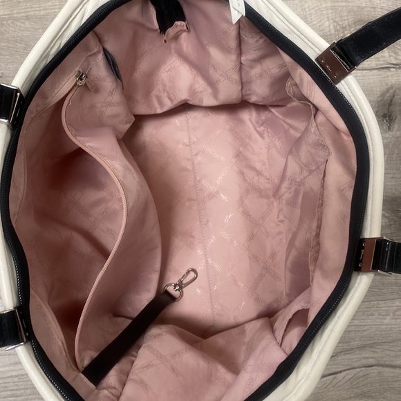 Longchamp Black and White Leather Bag